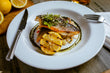Branzino on top of Mediterranean rice